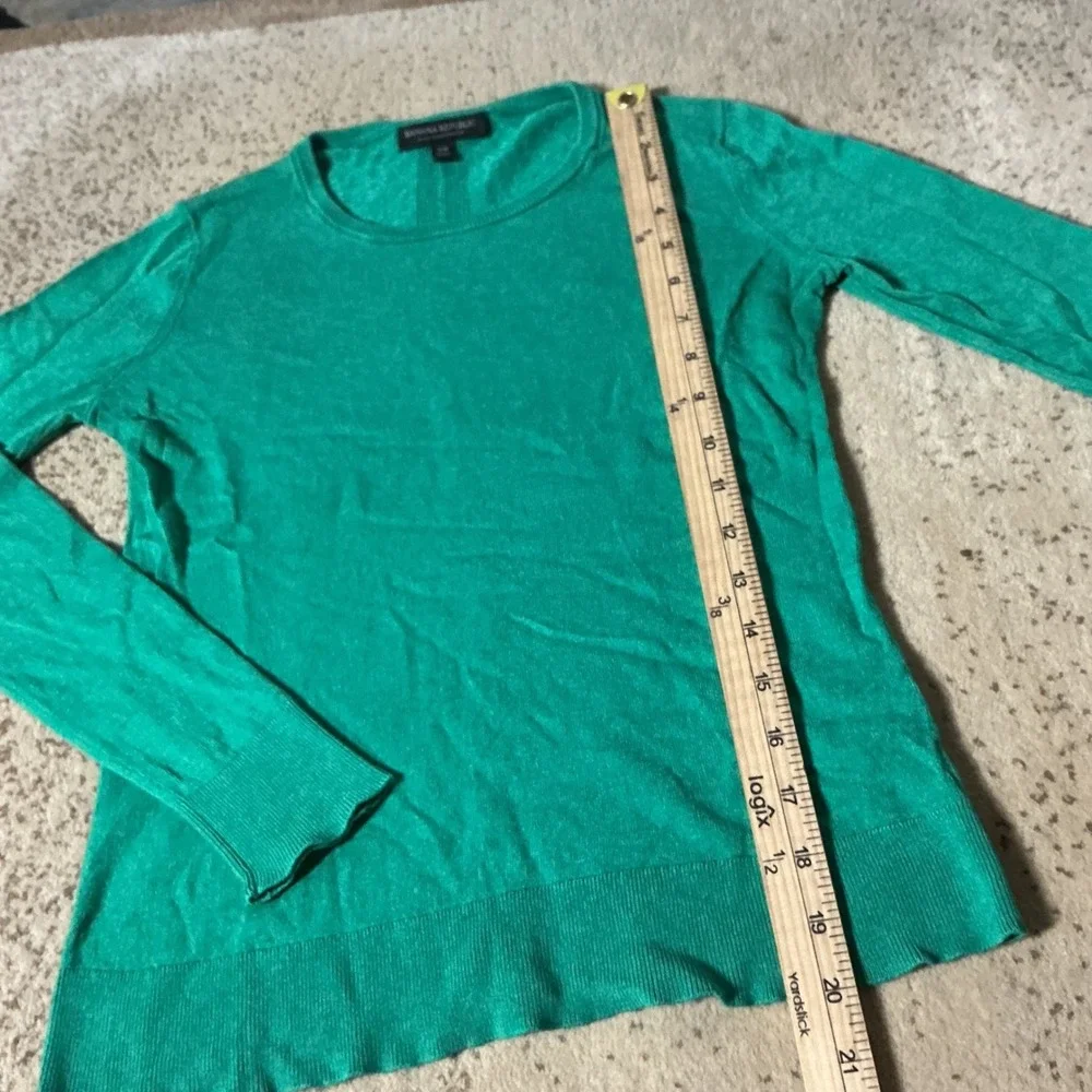 Banana Republic Preppy Silk‎ Cashmere Sweater Womens XS Green Minimalist